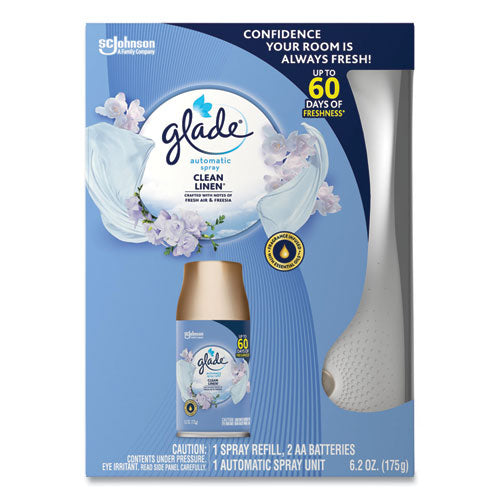 Automatic Spray Starter Kit, Spray Unit and Refill, White/Gold, Clean Linen, 4/Carton-(SJN329349)