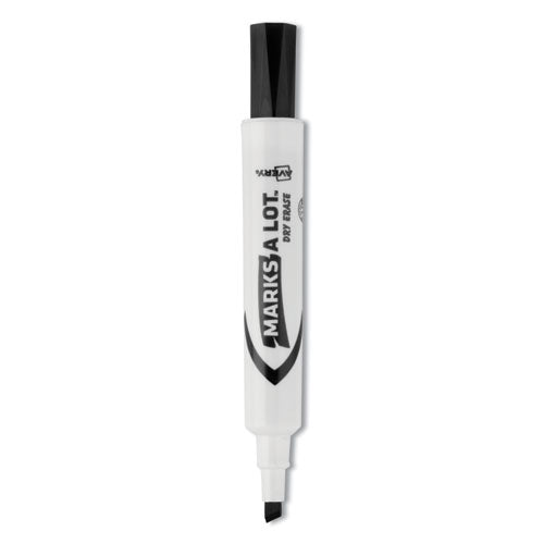 MARKS A LOT Desk-Style Dry Erase Marker, Broad Chisel Tip, Black, Dozen (24408)-(AVE24408)