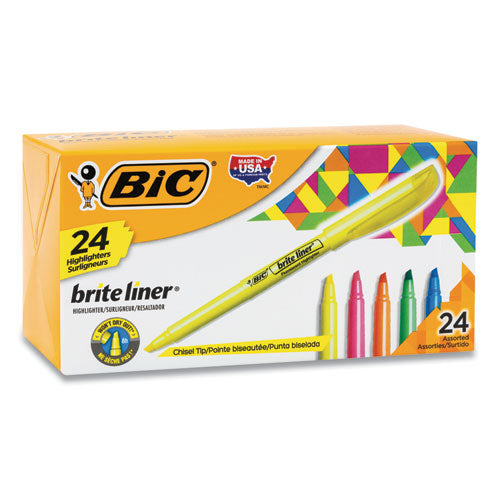 Brite Liner Highlighter Value Pack, Assorted Ink Colors, Chisel Tip, Assorted Barrel Colors, 24/Set-(BICBL241AST)