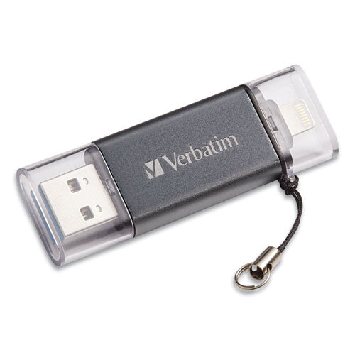 Store n Go Dual USB 3.0 Flash Drive for Apple Lightning Devices, 32 GB, Graphite-(VER49300)