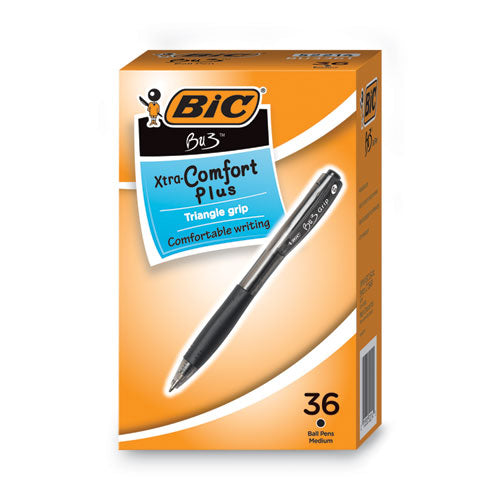 BU3 Ballpoint Pen, Retractable, Medium 1 mm, Black Ink, Black Barrel, 36/Pack-(BICBU3361BK)