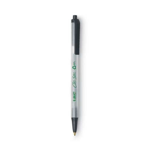 Ecolutions Clic Stic Ballpoint Pen, Retractable, Medium 1 mm, Black Ink, Clear Barrel, Dozen-(BICCSEM11BK)