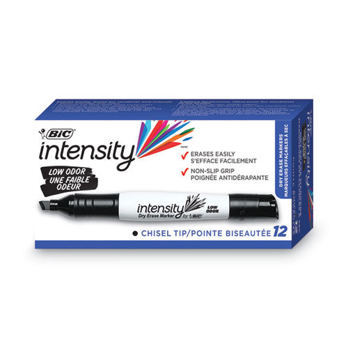 Intensity Low Odor Chisel Tip Dry Erase Marker, Broad Chisel Tip, Black, Dozen-(BICGDEM11BK)