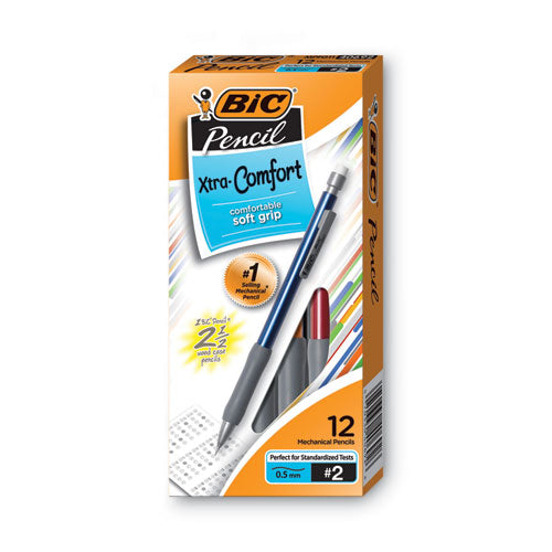 Xtra-Comfort Mechanical Pencil, 0.5 mm, HB (#2.5), Black Lead, Assorted Barrel Colors, Dozen-(BICMPFG11)