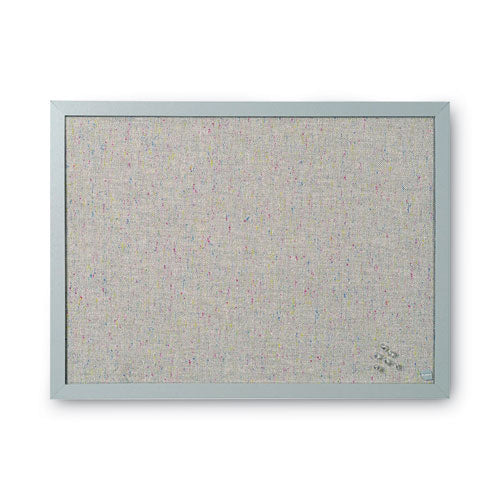 Designer Fabric Bulletin Board, 24 x 18, Gray Surface, Gray MDF Wood Frame-(BVCFB0470608)