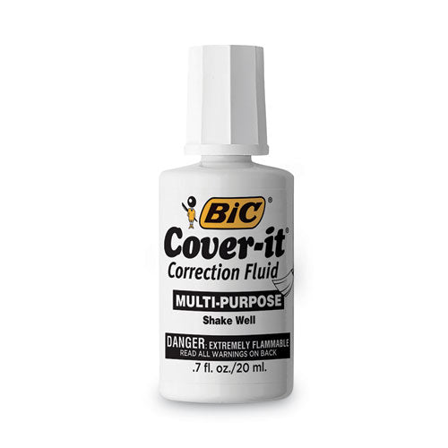 Cover-It Correction Fluid, 20 ml Bottle, White, Dozen-(BICWOC12DZ)