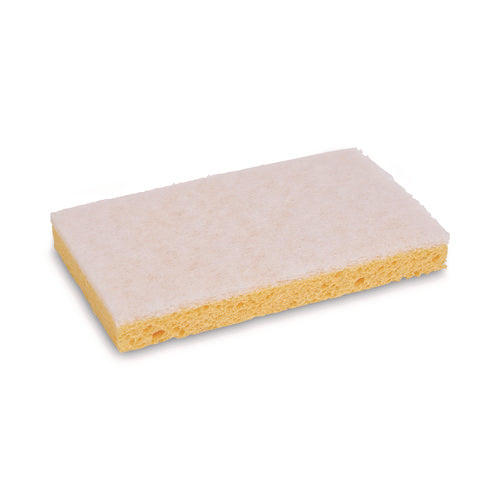 Scrubbing Sponge, Light Duty, 3.6 x 6.1, 0.7" Thick, Yellow/White, Individually Wrapped, 20/Carton-(BWK16320)
