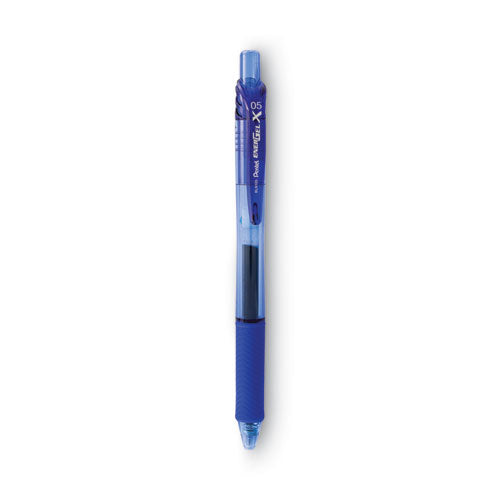 EnerGel-X Gel Pen, Retractable, Fine 0.5 mm Needle Tip, Blue Ink, Blue Barrel, Dozen-(PENBLN105C)