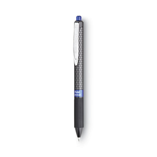 Oh! Gel Pen, Retractable, Medium 0.7 mm, Blue Ink, Black Barrel, Dozen-(PENK497C)