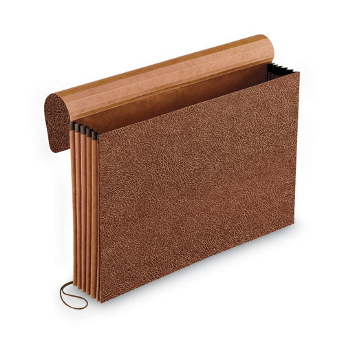 Standard Expanding Wallet with Fiber Gussets, 5.25" Expansion, 1 Section, Elastic Cord Closure, Legal Size, Red Fiber-(PFX1076GLOX)