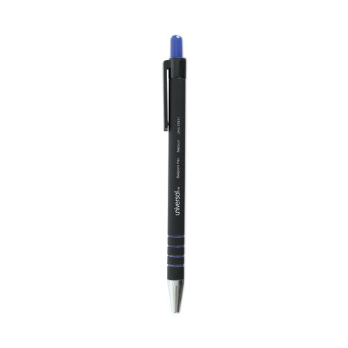 Ballpoint Pen, Retractable, Medium 1 mm, Blue Ink, Blue Barrel, Dozen-(UNV15511)