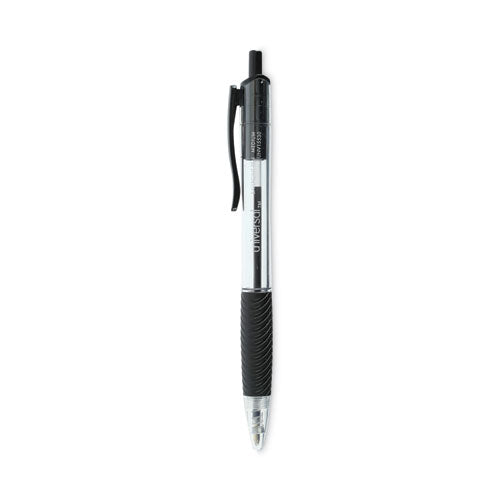 Comfort Grip Ballpoint Pen, Retractable, Medium 1 mm, Black Ink, Clear Barrel, 48/Pack-(UNV15533)