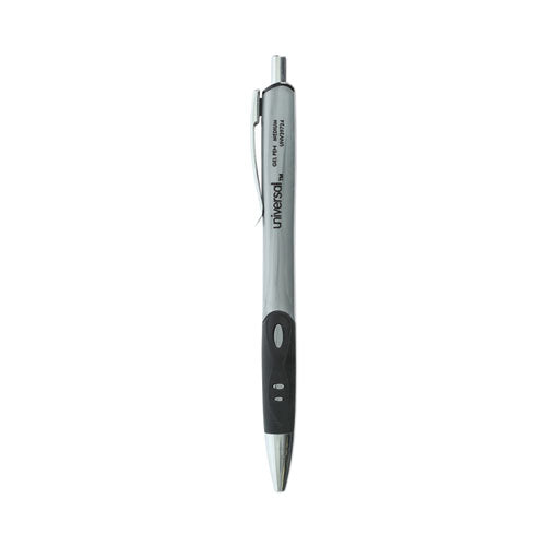 Comfort Grip Gel Pen, Retractable, Medium 0.7 mm, Black Ink, Silver Barrel, 36/Pack-(UNV39724)