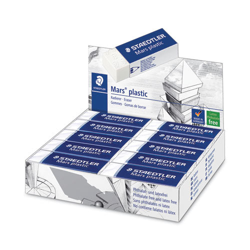 Mars Eraser, For Pencil/Ink Marks, Rectangular Block, Large, White, 20/Box-(STD52650)