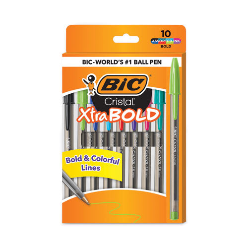 Cristal Xtra Bold Ballpoint Pen, Stick, Bold 1.6 mm, Assorted Ink and Barrel Colors, 24/Pack-(BICMSBAPP241AST)