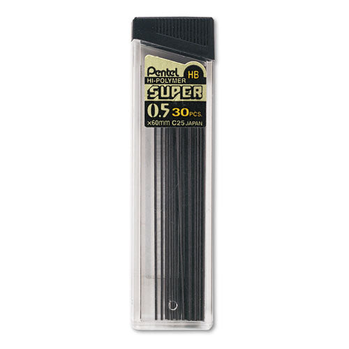 Super Hi-Polymer Lead Refills, 0.5 mm, HB, Black, 30/Tube-(PENC25HB)