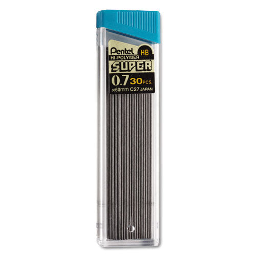Super Hi-Polymer Lead Refills, 0.7 mm, HB, Black, 30/Tube-(PENC27HB)