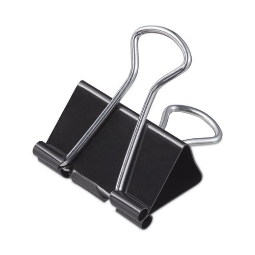 Binder Clips with Storage Tub, Medium, Black/Silver, 24/Pack-(UNV11124)