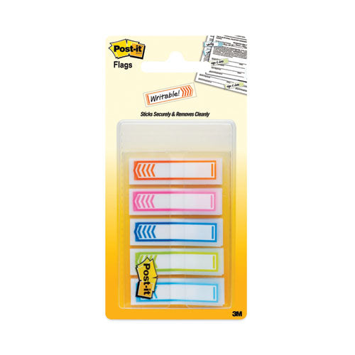 Arrow 0.5" Page Flags, Five Assorted Bright Colors, 20 Flags/Dispenser, 5 Dispensers/Pack-(MMM684SHNOTE)