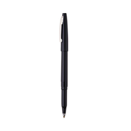 Rolling Writer Roller Ball Pen, Stick, Medium 0.8 mm, Black Ink, Black Barrel, Dozen-(PENR100A)