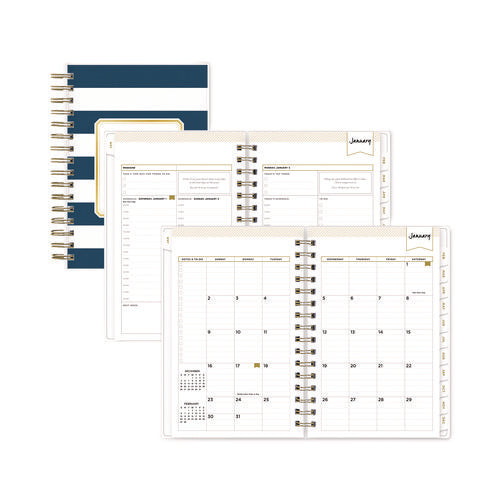 Day Designer Navy Stripe Daily/Monthly Planner, Navy Stripe Artwork, 8 x 5, Navy/White Cover, 12-Month (Jan to Dec): 2023-(BLS103623)