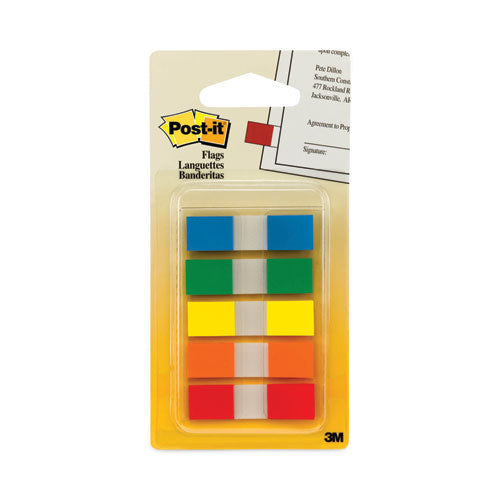 Page Flags in Portable Dispenser, Assorted Primary, 20 Flags/Color, 100 Flags/Pack-(MMM6835CF)