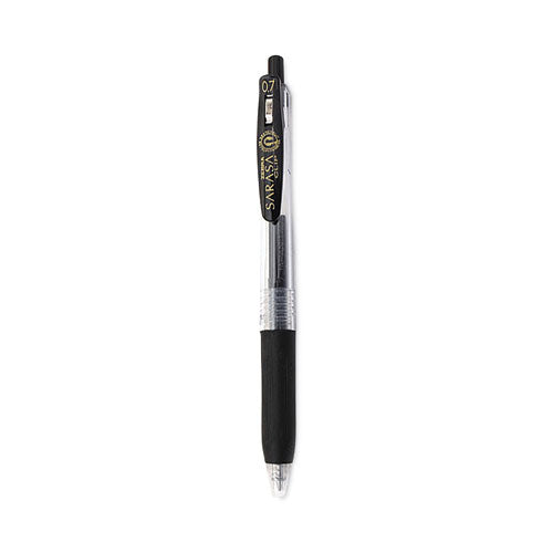 Sarasa Clip Gel Pen, Retractable, Medium 0.7 mm, Black Ink, Clear Barrel, 12/Pack-(ZEB48710)