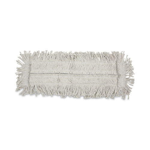 Disposable Cut End Dust Mop Head, Cotton/Synthetic, 24w x 5d, White-(BWK1624)