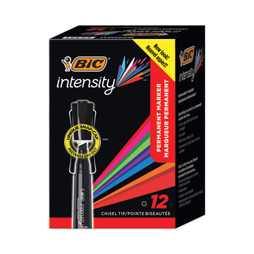Intensity Chisel Tip Permanent Marker, Broad Chisel Tip, Tuxedo Black, Dozen-(BICGPMM11BK)