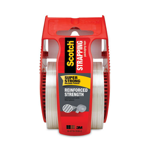Reinforced Strength Shipping and Strapping Tape in Dispenser, 1.5" Core, 1.88" x 10 yds, Clear-(MMM50)