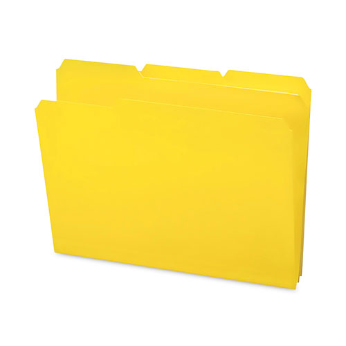 Top Tab Poly Colored File Folders, 1/3-Cut Tabs: Assorted, Letter Size, 0.75" Expansion, Yellow, 24/Box-(SMD10504)