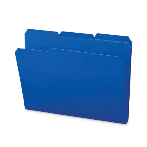 Top Tab Poly Colored File Folders, 1/3-Cut Tabs: Assorted, Letter Size, 0.75" Expansion, Blue, 24/Box-(SMD10503)