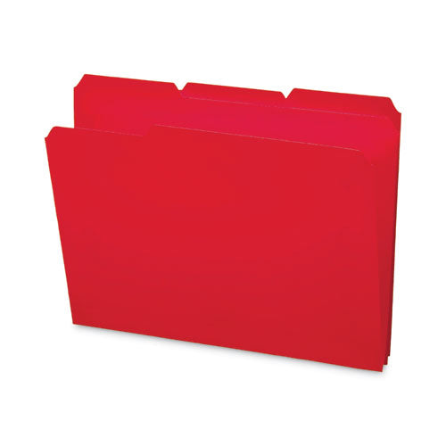 Top Tab Poly Colored File Folders, 1/3-Cut Tabs: Assorted, Letter Size, 0.75" Expansion, Red, 24/Box-(SMD10501)