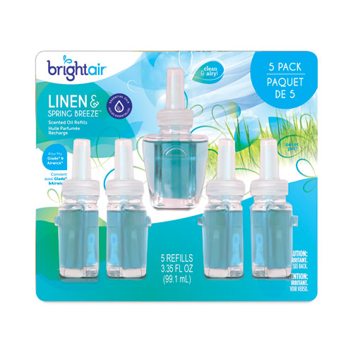Electric Scented Oil Air Freshener Refill, Linen and Spring Breeze, 0.67 oz Bottle, 5/Pack, 6 Pack/Carton-(BRI900669CT)