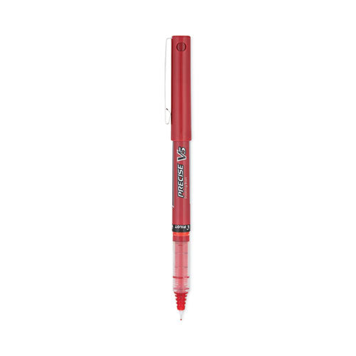 Precise V5 Roller Ball Pen, Stick, Extra-Fine 0.5 mm, Red Ink, Red Barrel, Dozen-(PIL35336)