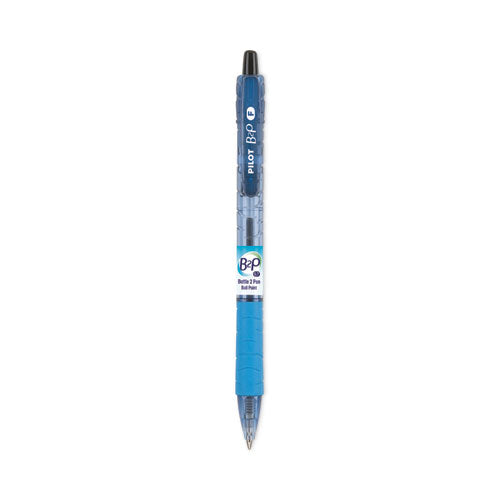 B2P Bottle-2-Pen Recycled Ballpoint Pen, Retractable, Fine 0.7 mm, Black Ink, Translucent Blue Barrel, Dozen-(PIL32600)