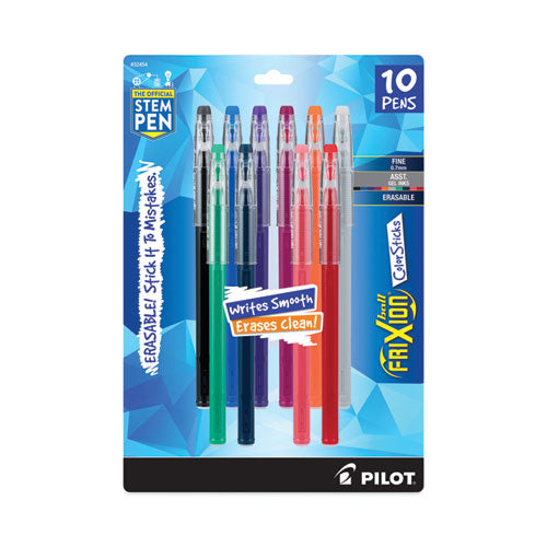 FriXion ColorSticks Erasable Gel Pen, Stick, Fine 0.7 mm, Ten Assorted Ink and Barrel Colors, 10/Pack-(PIL32454)