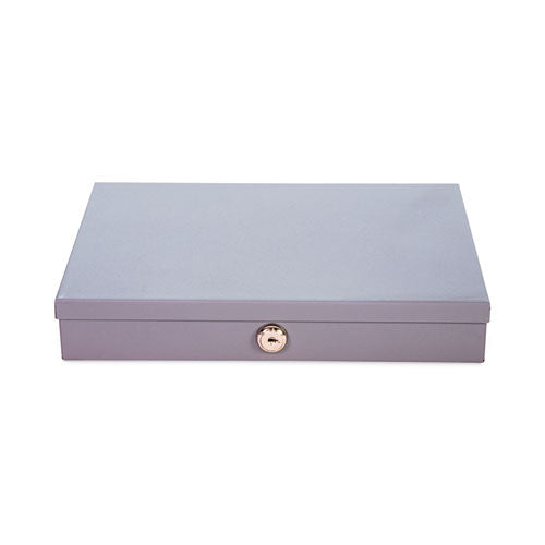 Heavy Duty Low Profile Cash Box, 6 Compartments, 11.5 x 8.2 x 2.2, Gray-(CNK500126)