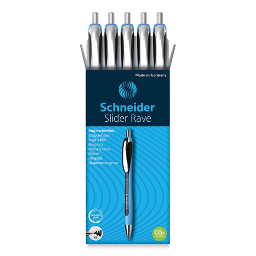Slider Rave XB Ballpoint Pen, Retractable, Extra-Bold 1.4 mm, Black Ink, Black/Light Blue Barrel-(RED132501)
