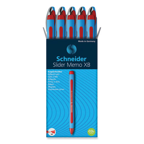Slider Memo XB Ballpoint Pen, Stick, Extra-Bold 1.4 mm, Red Ink, Red/Light Blue Barrel, 10/Box-(RED150202)