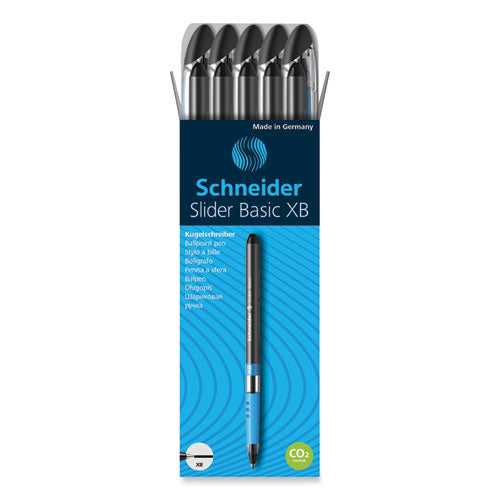 Slider Basic Ballpoint Pen, Stick, Extra-Bold 1.4 mm, Black Ink, Black Barrel, 10/Box-(RED151201)
