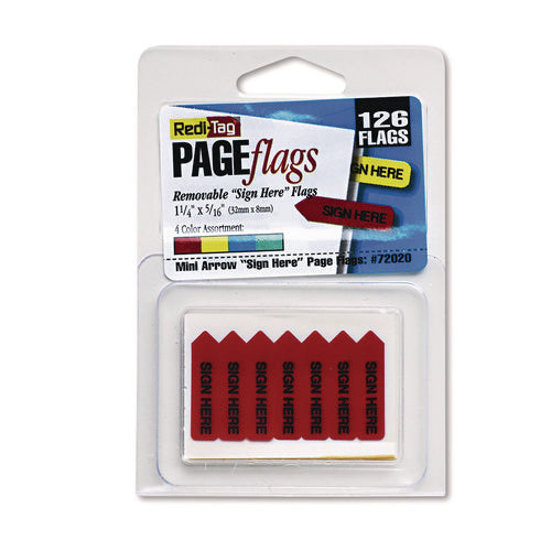 Mini Arrow Page Flags, "Sign Here", Blue/Mint/Red/Yellow, 126 Flags/Pack-(RTG72020)