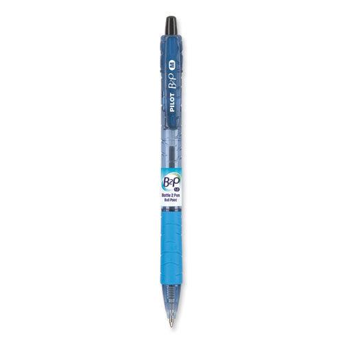 B2P Bottle-2-Pen Recycled Ballpoint Pen, Retractable, Medium 1 mm, Black Ink, Translucent Blue Barrel, Dozen-(PIL32800)