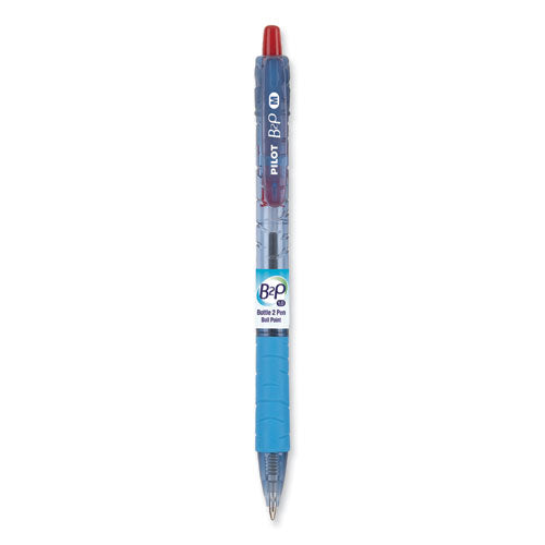 B2P Bottle-2-Pen Recycled Ballpoint Pen, Retractable, Medium 1 mm, Red Ink, Translucent Blue Barrel, Dozen-(PIL32802)