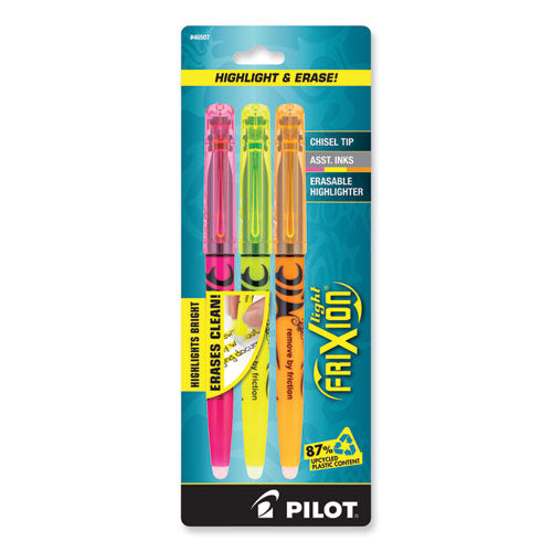 FriXion Light Erasable Highlighter, Assorted Ink Colors, Chisel Tip, Assorted Barrel Colors, 3/Pack-(PIL46507)