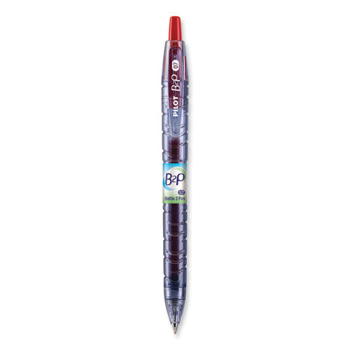 B2P Bottle-2-Pen Recycled Gel Pen, Retractable, Fine 0.7 mm, Red Ink, Translucent Blue Barrel-(PIL31602)