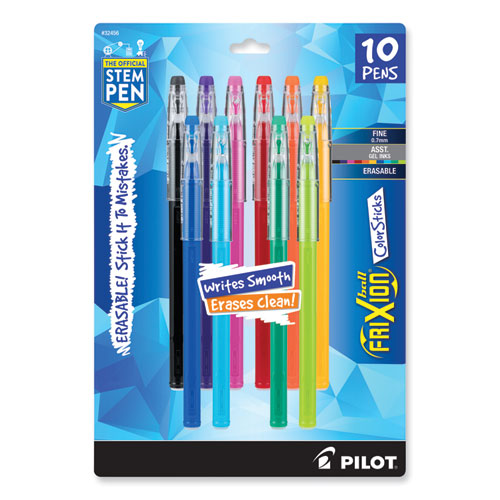 FriXion ColorSticks Erasable Gel Pen, Stick, Fine 0.7 mm, Assorted Ink and Barrel Colors, 10/Pack-(PIL32456)