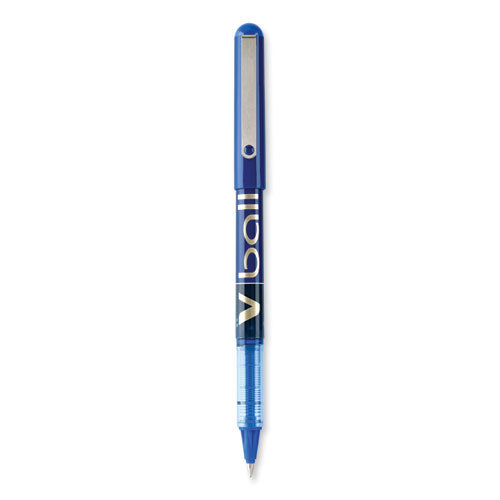 VBall Liquid Ink Roller Ball Pen, Stick, Fine 0.7 mm, Blue Ink, Blue Barrel, Dozen-(PIL35113)