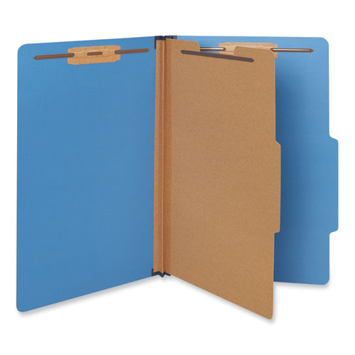 Bright Colored Pressboard Classification Folders, 2" Expansion, 1 Divider, 4 Fasteners, Legal Size, Cobalt Blue, 10/Box-(UNV10211)