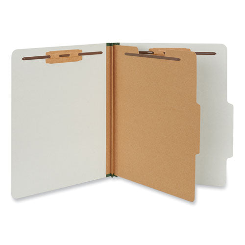 Four-Section Pressboard Classification Folders, 2" Expansion, 1 Divider, 4 Fasteners, Letter Size, Gray Exterior, 10/Box-(UNV10252)